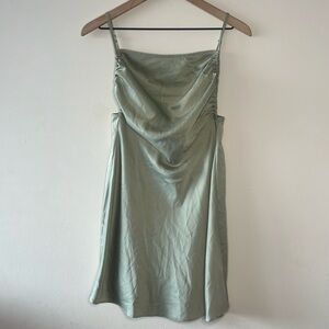 Spaghetti strap green mini dress